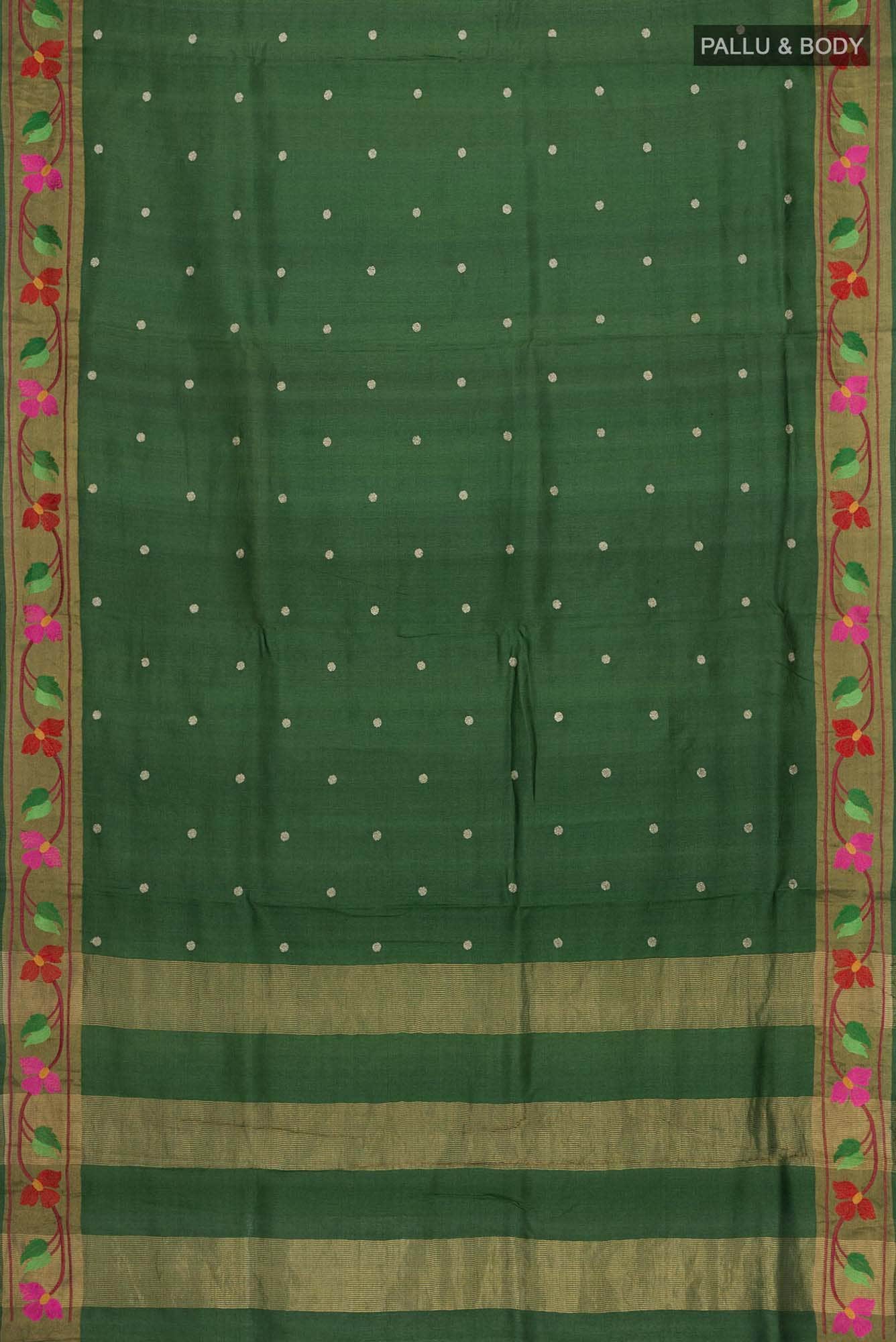 Olive Green Bhagalpuri Tussar Silk Saree