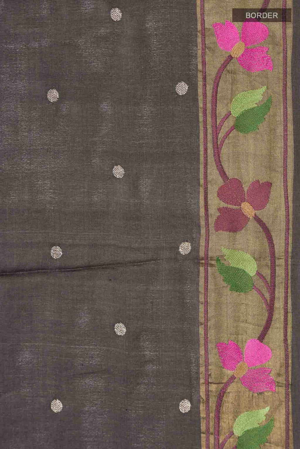 Brown Tussar Silk Saree