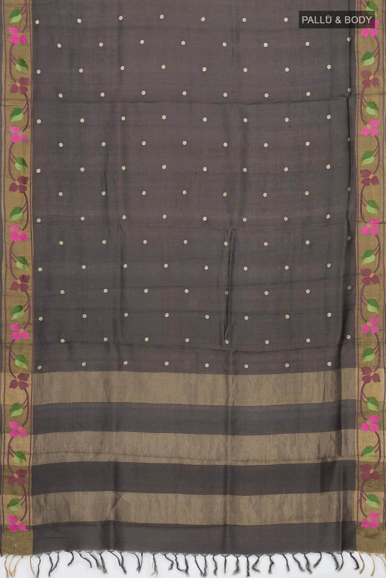 Brown Tussar Silk Saree