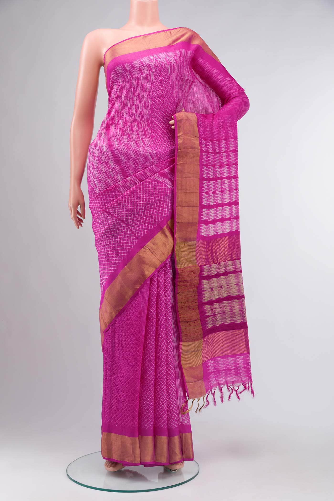Pink Tussar Silk Saree