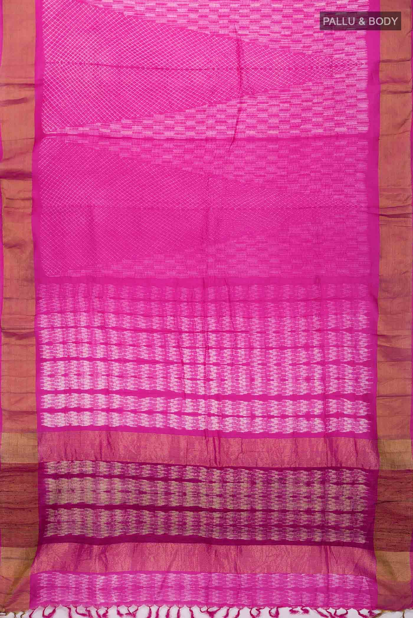 Pink Tussar Silk Saree