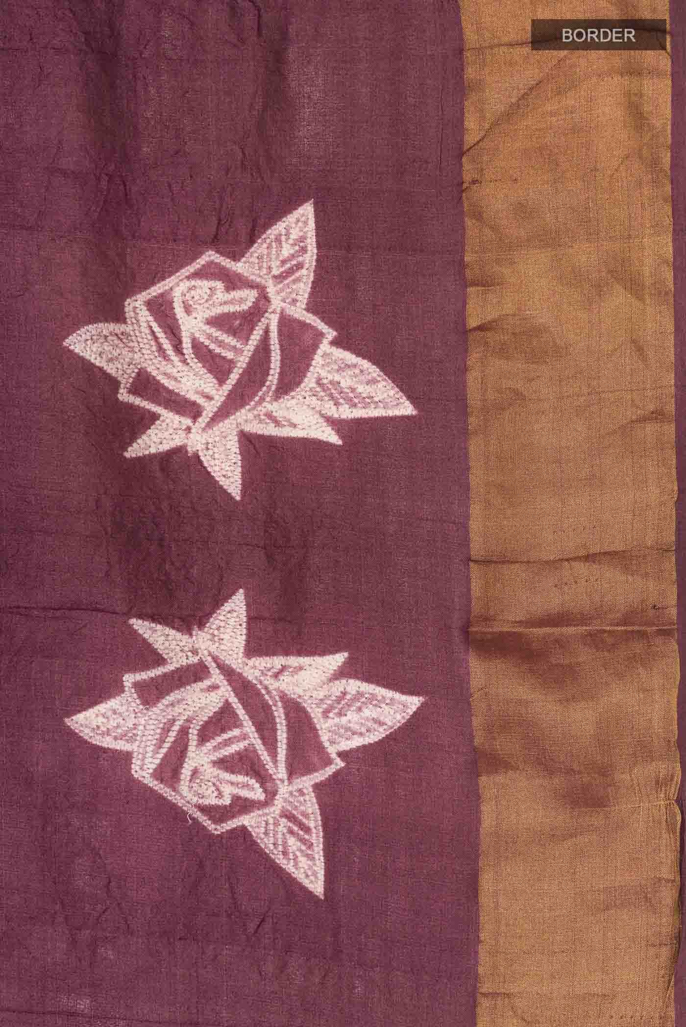 Brown Tussar Silk Saree