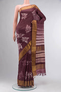 Brown Tussar Silk Saree