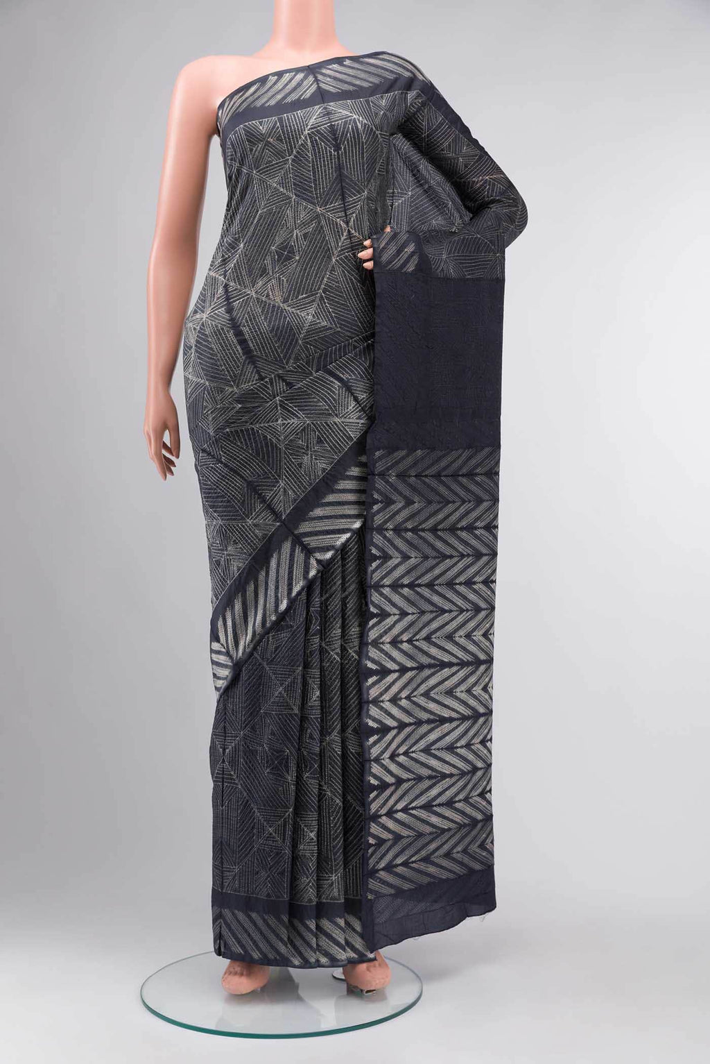 Grey Tussar Silk Saree