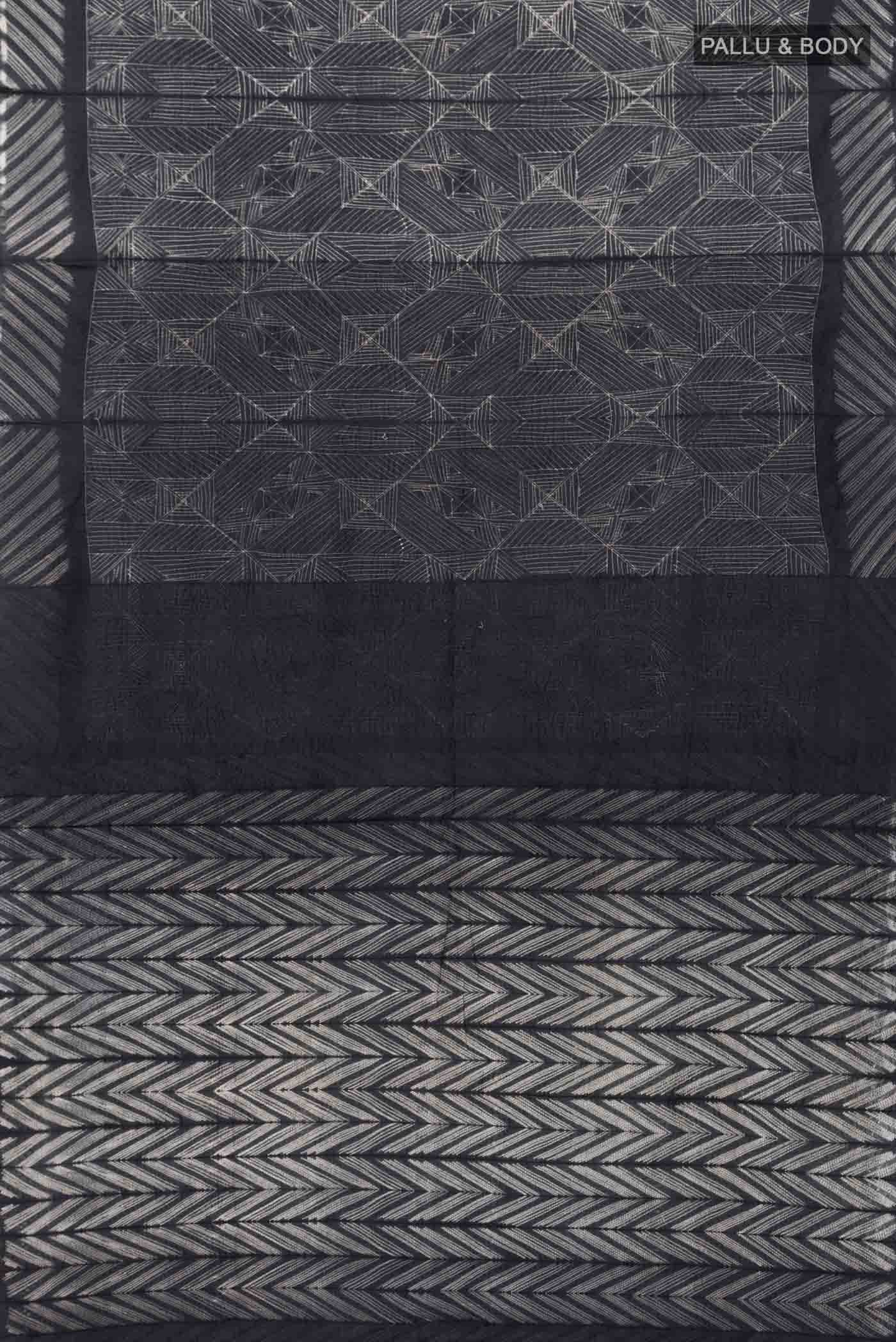 Grey Tussar Silk Saree
