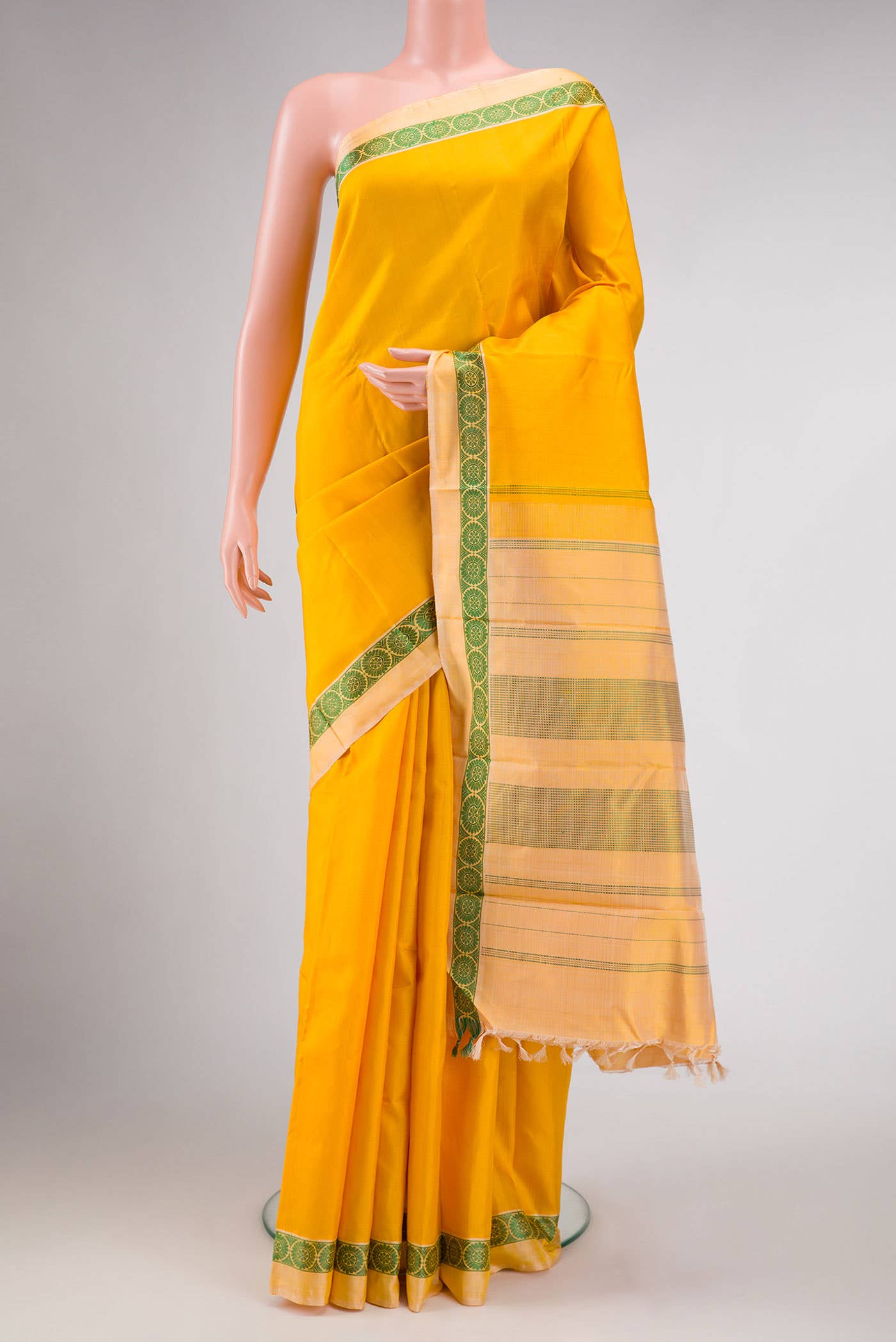 Yellow Kanchipuram Silk Saree