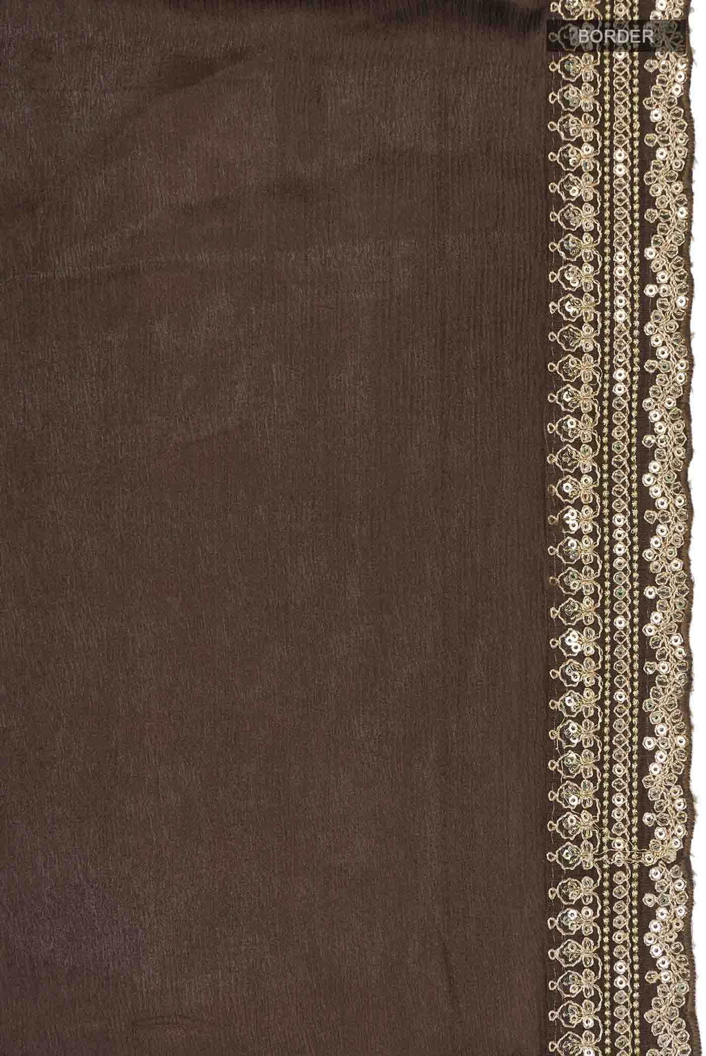 Coffee Brown Satin Silk Saree