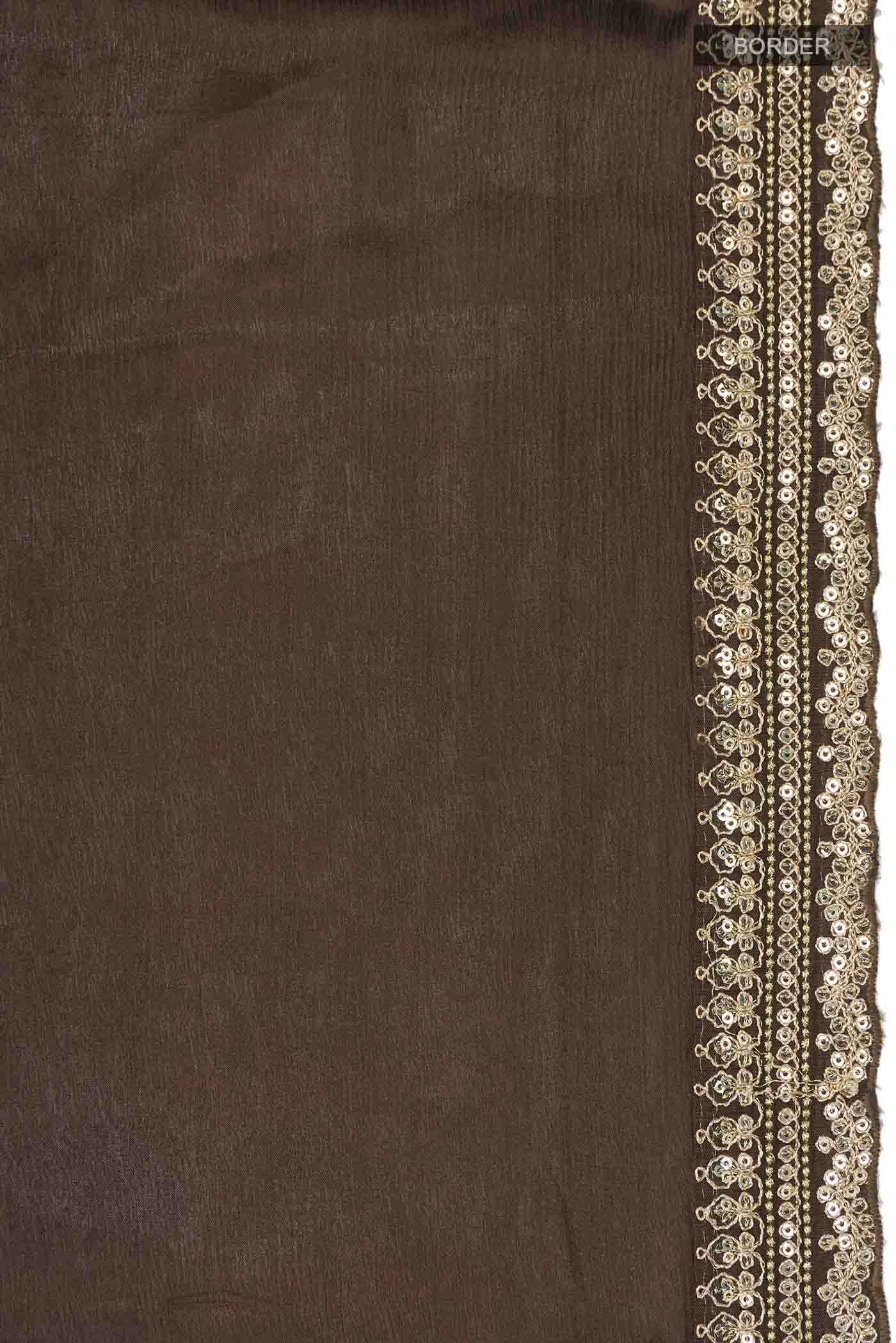 Coffee Brown Satin Silk Saree