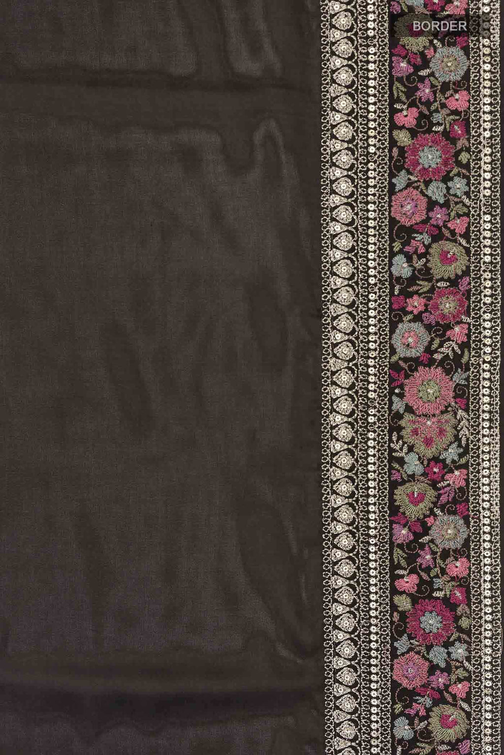 Black Satin Crepe Saree