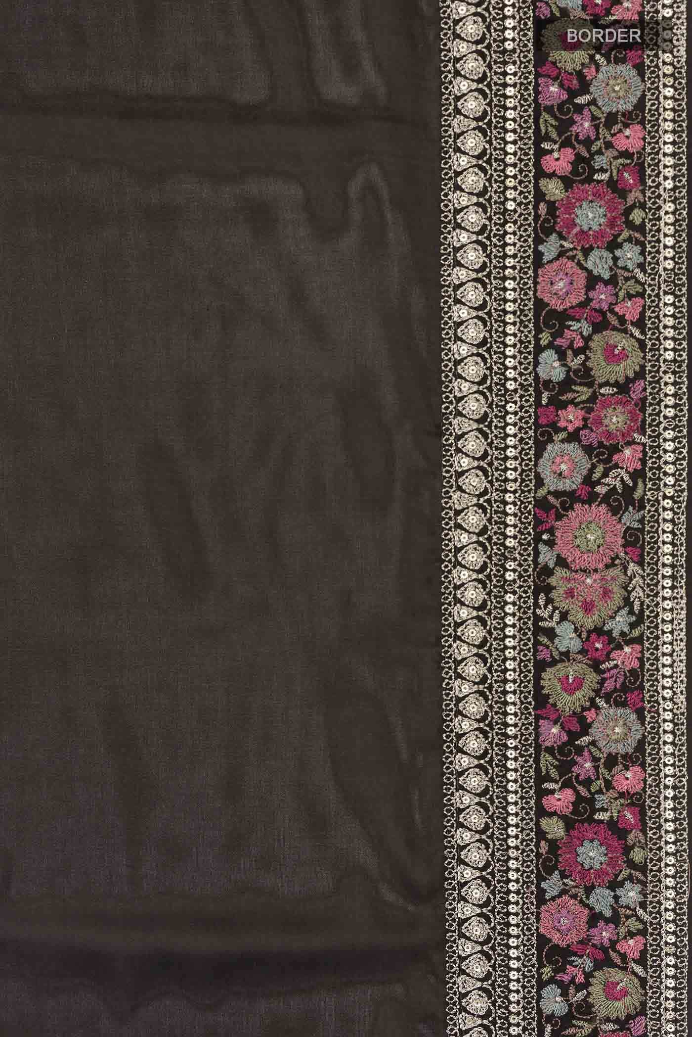 Black Satin Crepe Saree