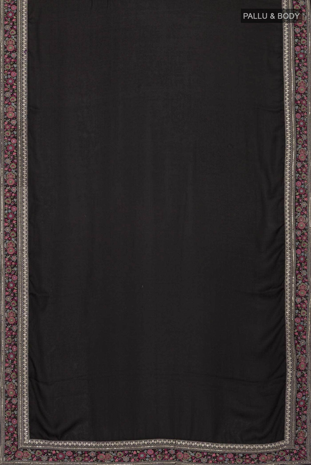 Black Satin Crepe Saree