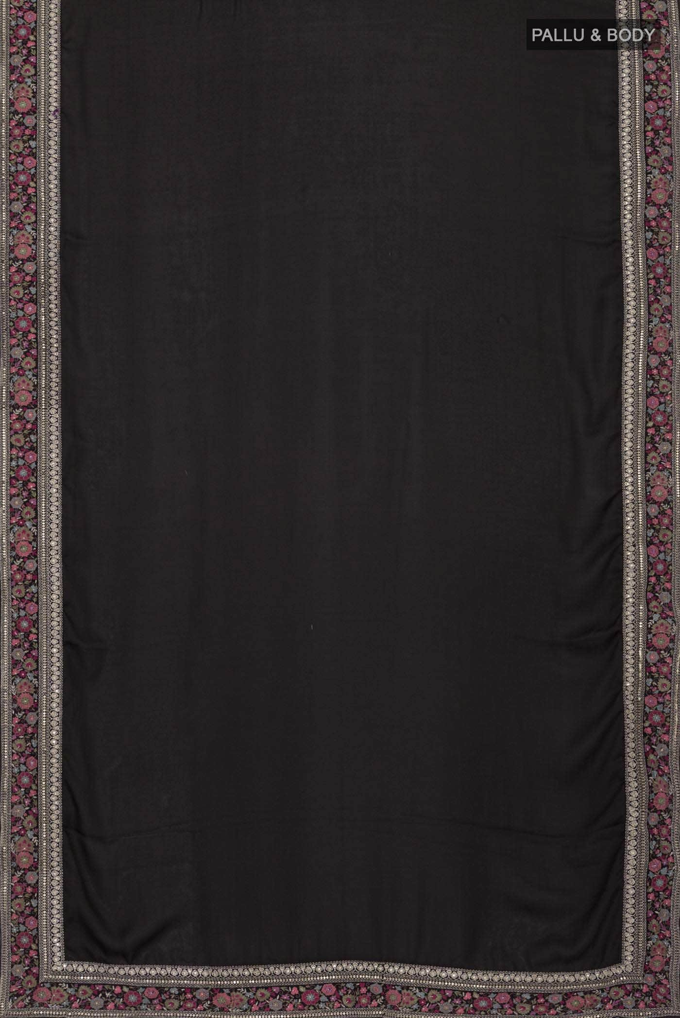 Black Satin Crepe Saree