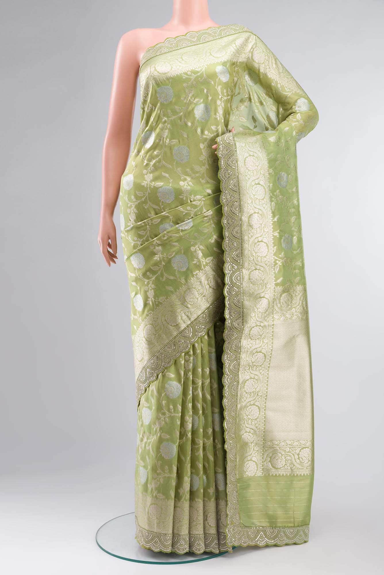 Green Blended Banarasi Tissue Silk Saree