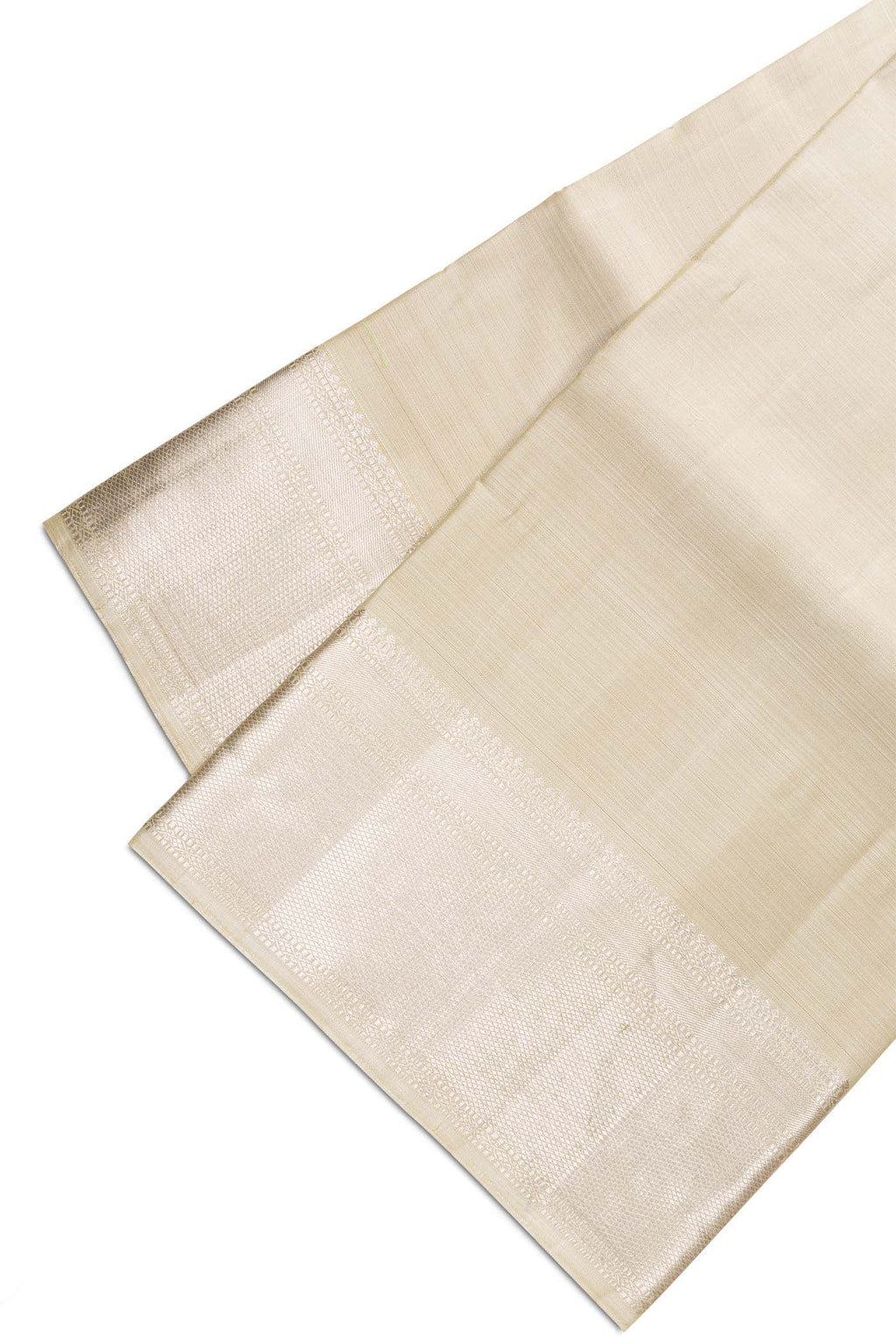 Beige Silk Dhoti With Angavastram (8X4) Muzham