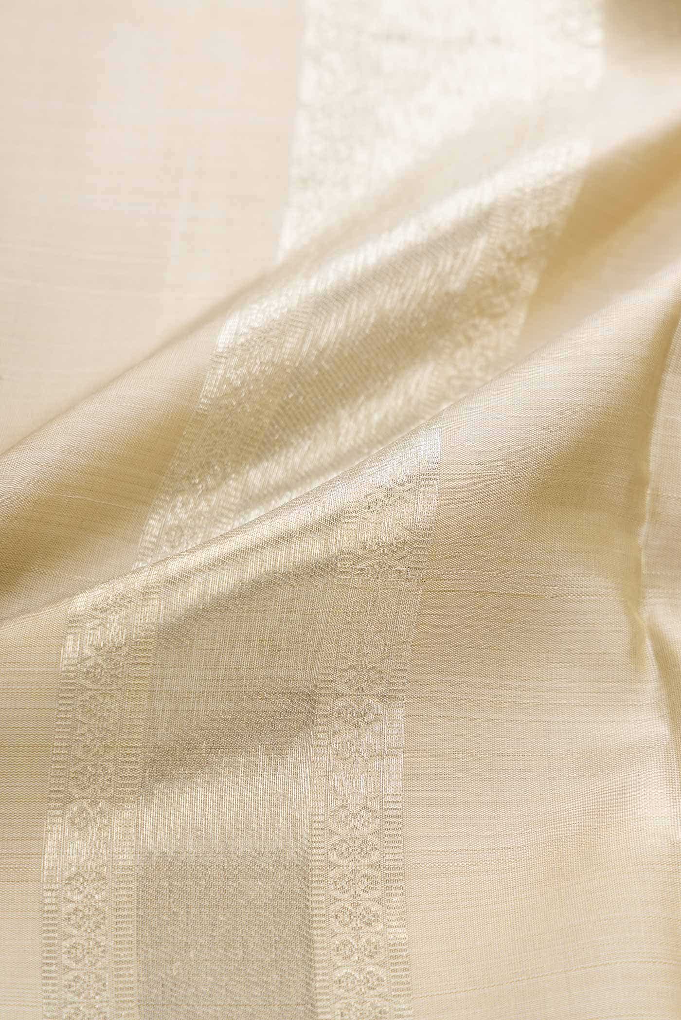 Beige Silk Dhoti With Angavastram (8X4) Muzham