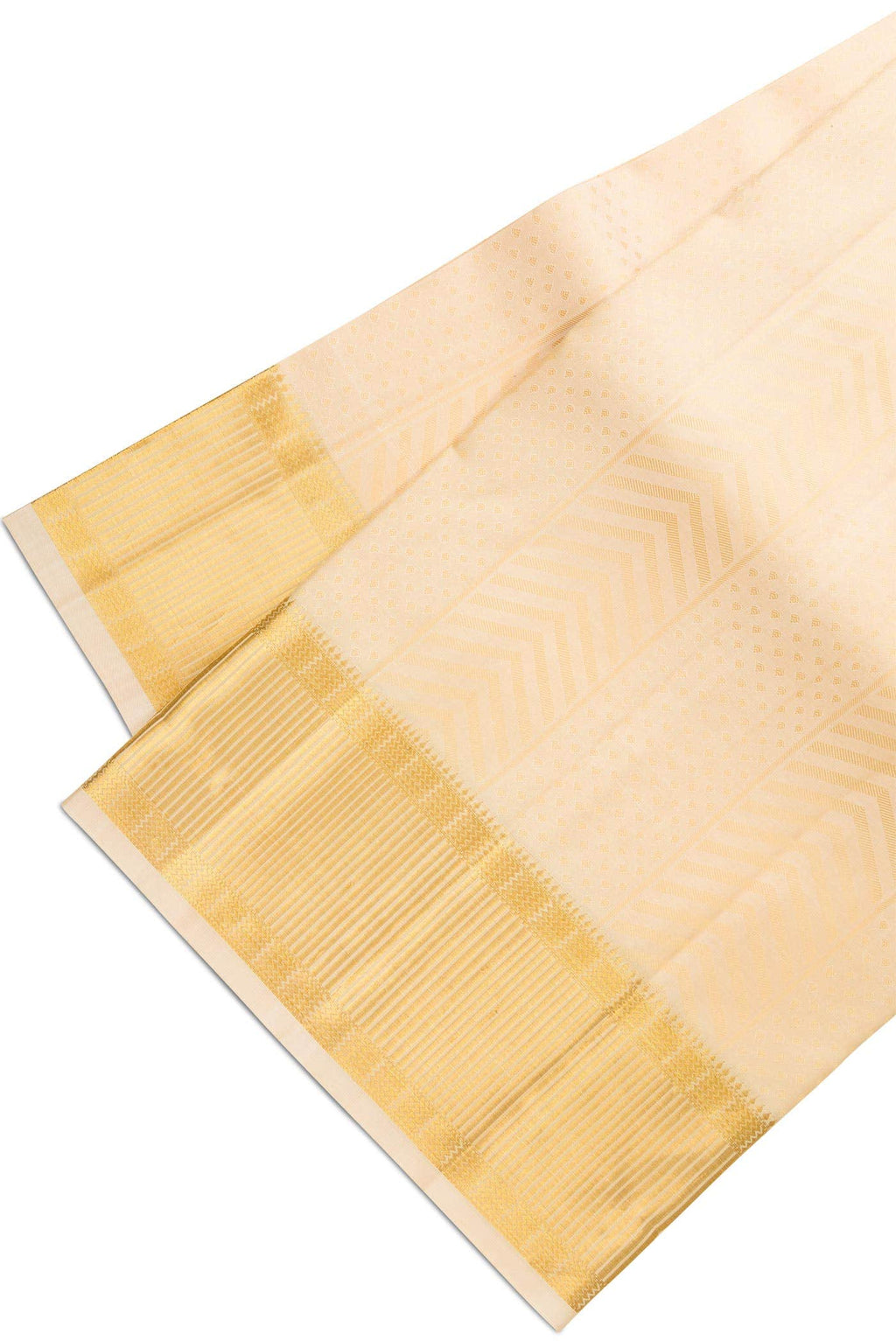 Gold Silk Dhoti With Angavastram (8X4) Muzham