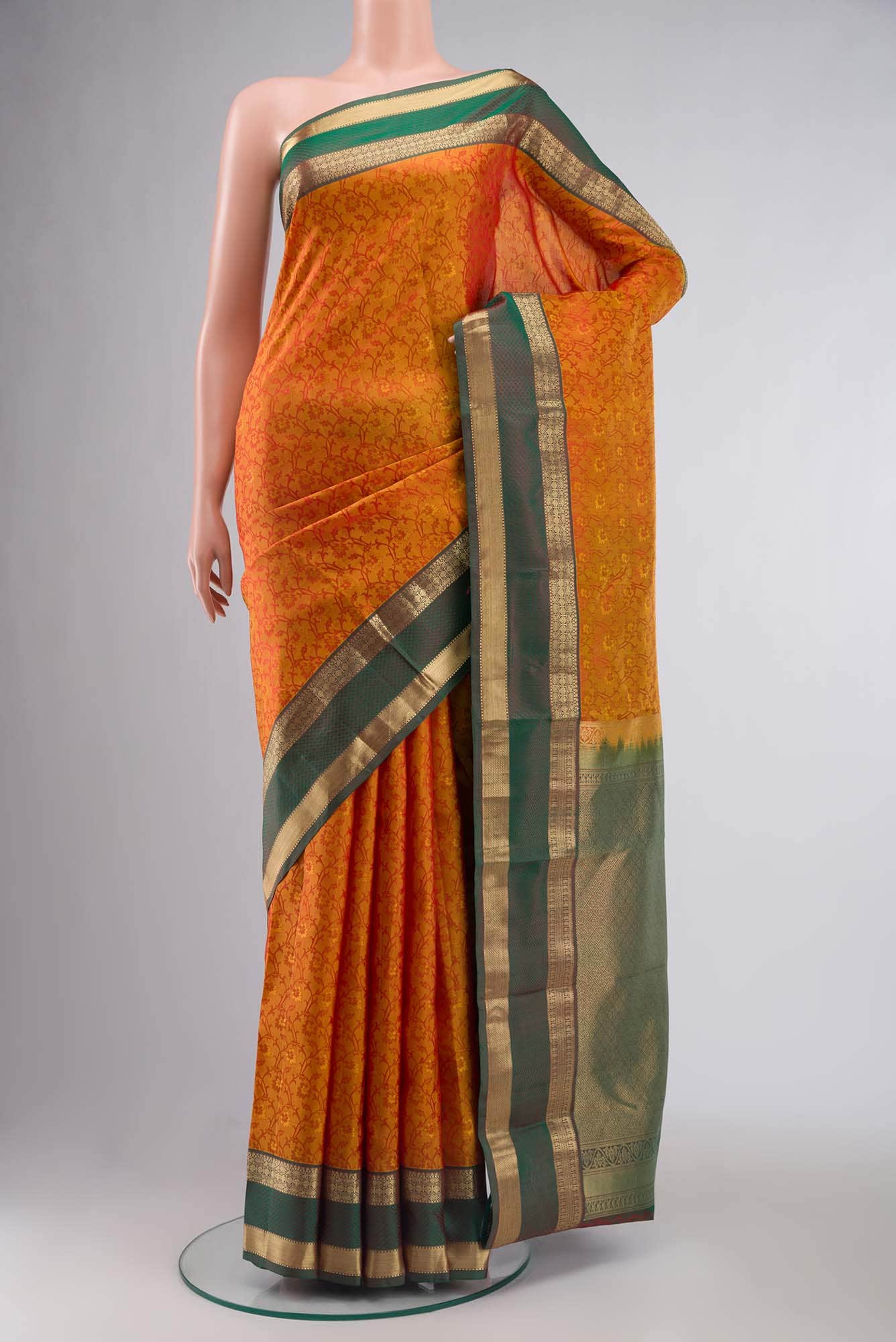 Mustard Kanchipuram Silk Saree