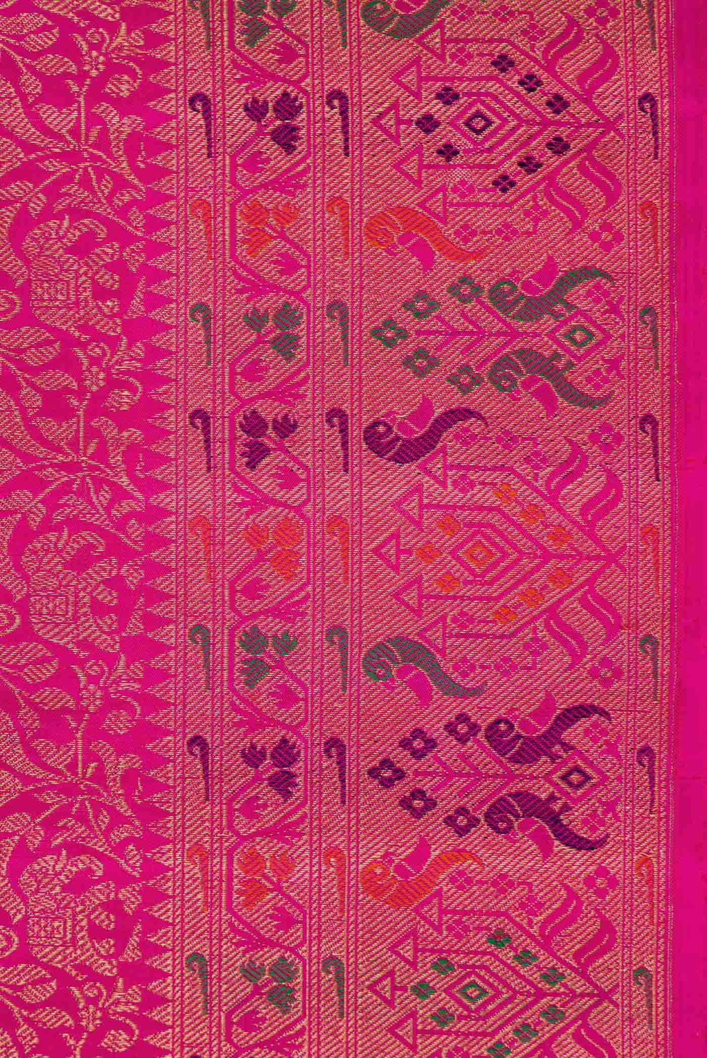 Pure Silk Pure Zari Pink Dual Tone Kanchipuram Saree
