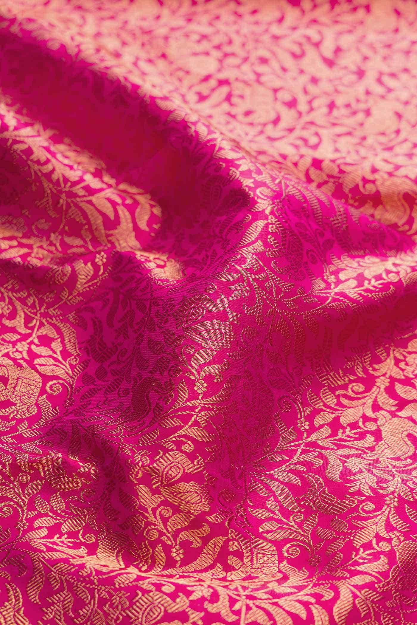 Pure Silk Pure Zari Pink Dual Tone Kanchipuram Saree