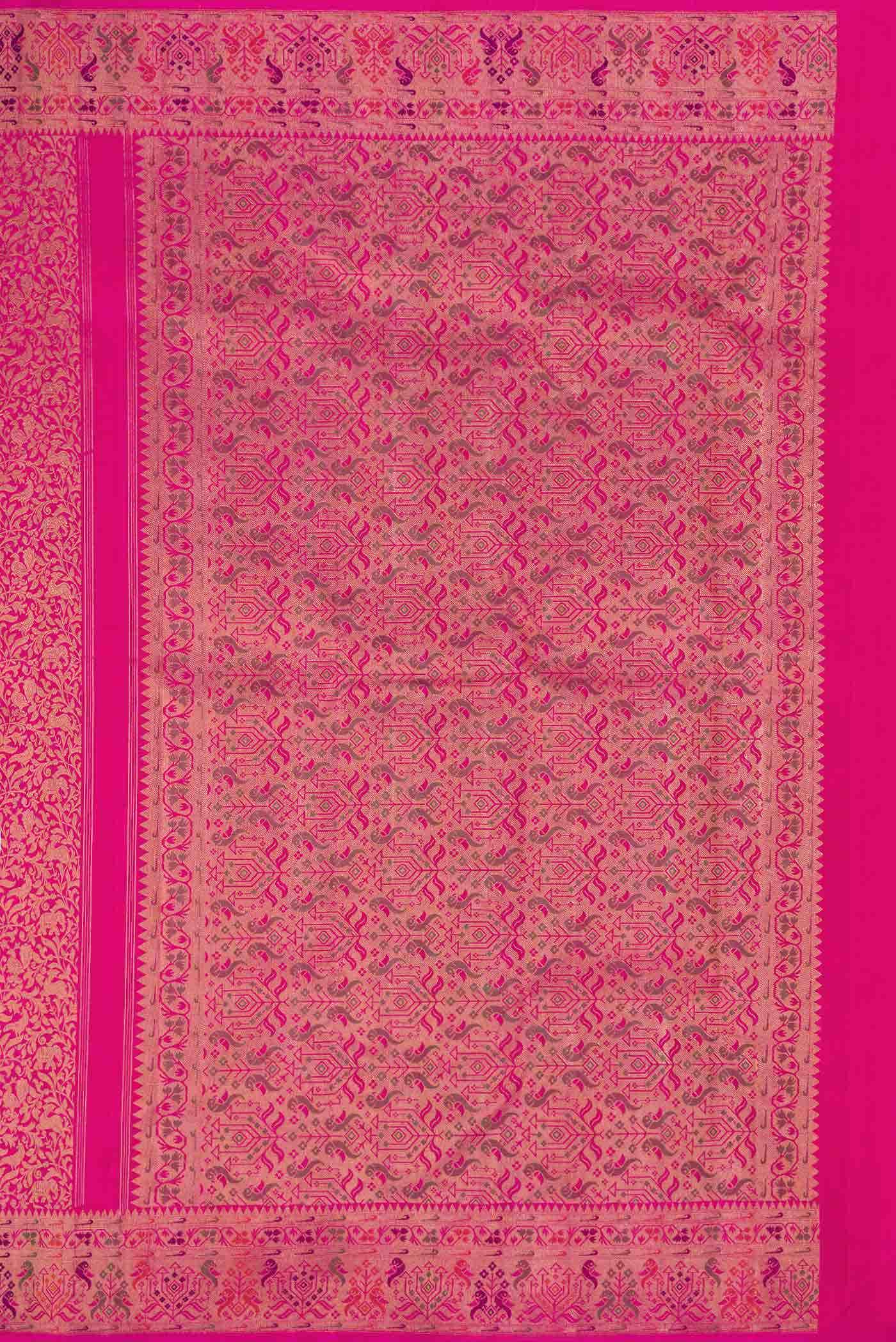 Pure Silk Pure Zari Pink Dual Tone Kanchipuram Saree