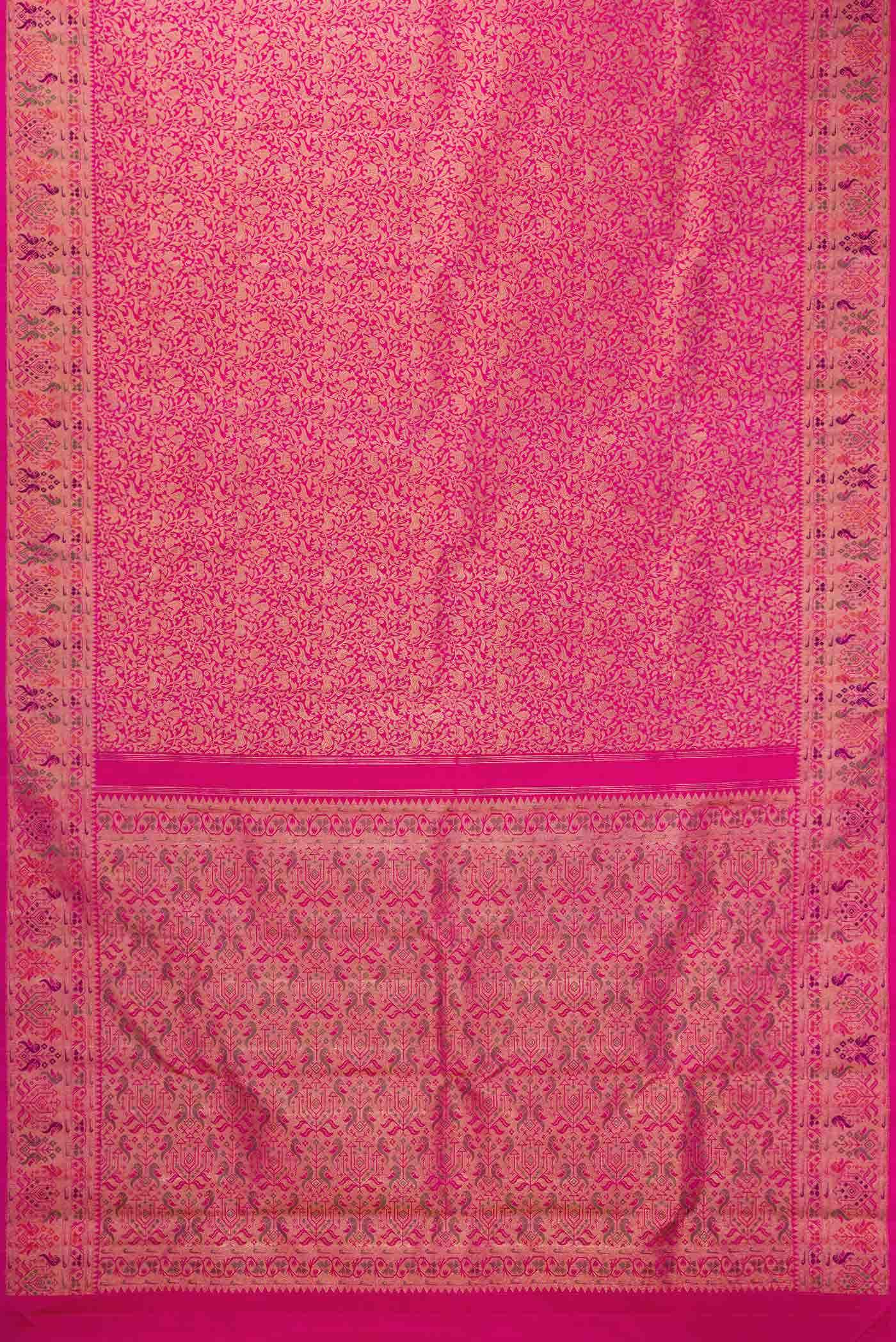 Pure Silk Pure Zari Pink Dual Tone Kanchipuram Saree