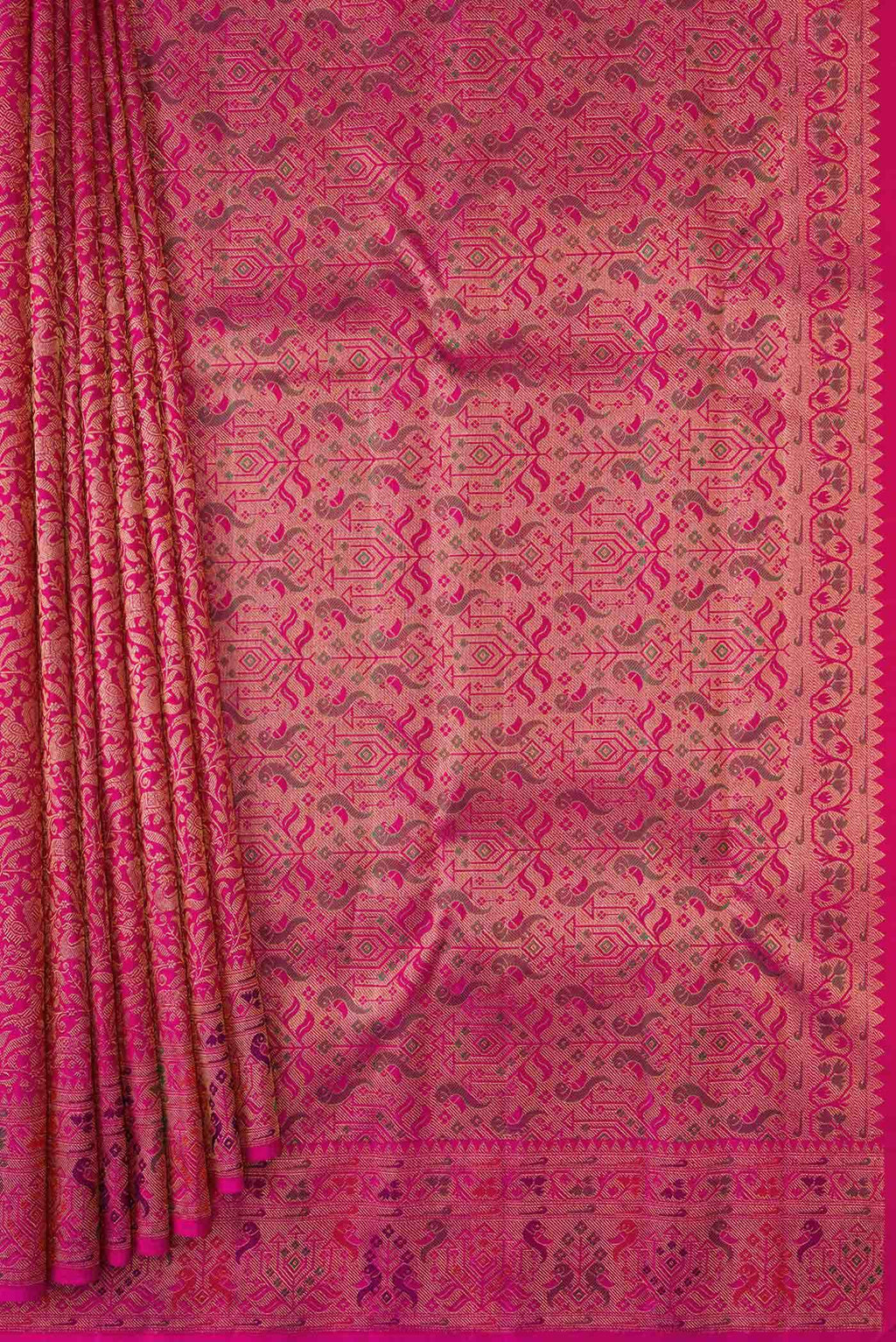 Pure Silk Pure Zari Pink Dual Tone Kanchipuram Saree
