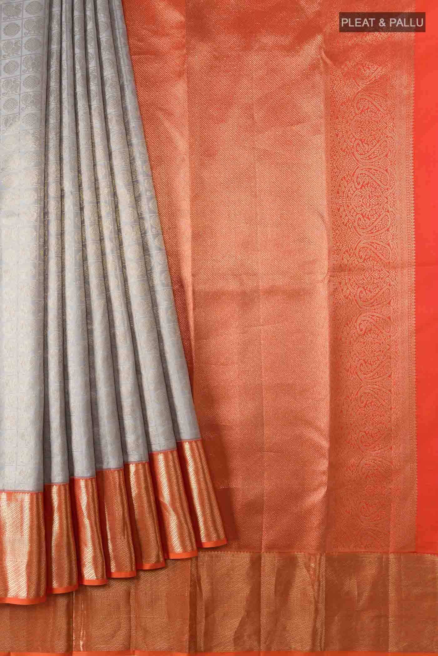 Grey Kanchipuram Silk Saree