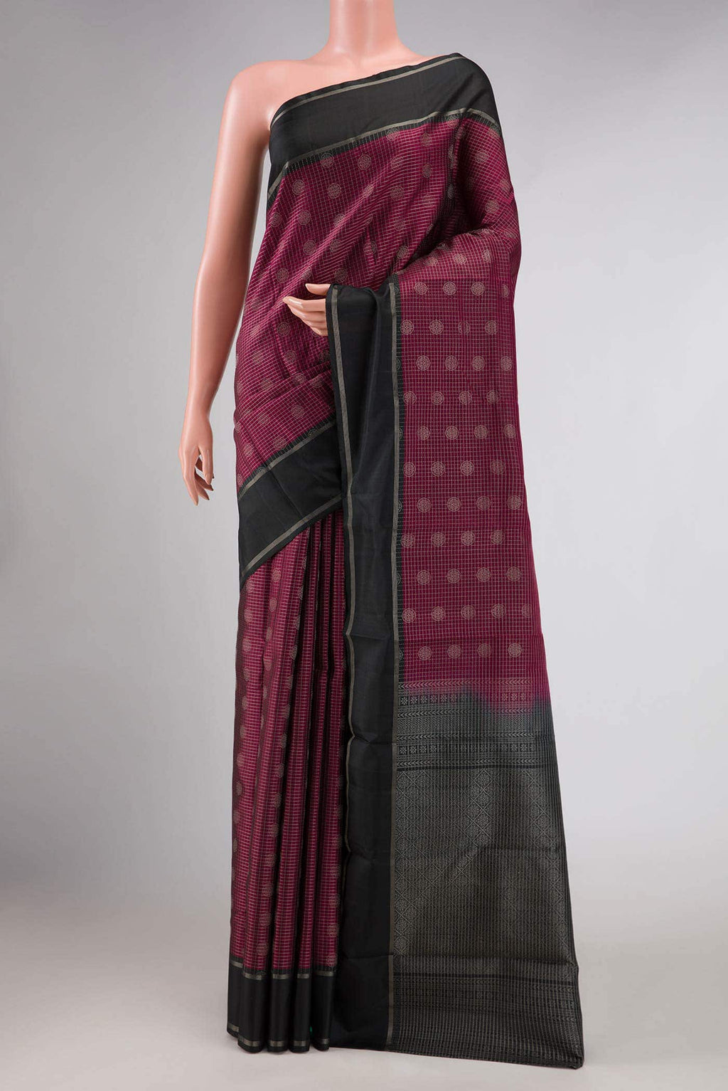 Burgundy Dual Tone Kanchipuram Silk Saree