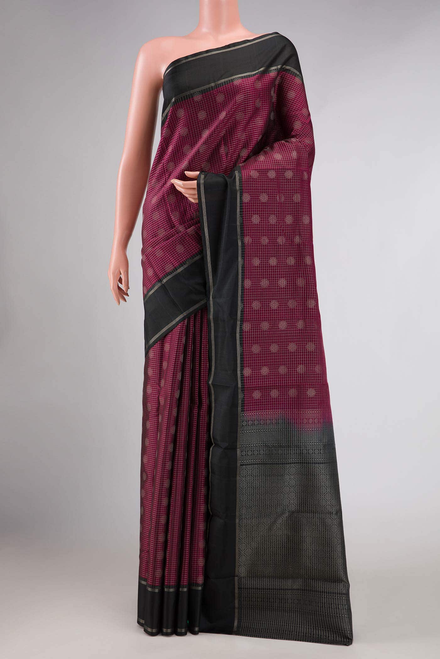 Burgundy Dual Tone Kanchipuram Silk Saree