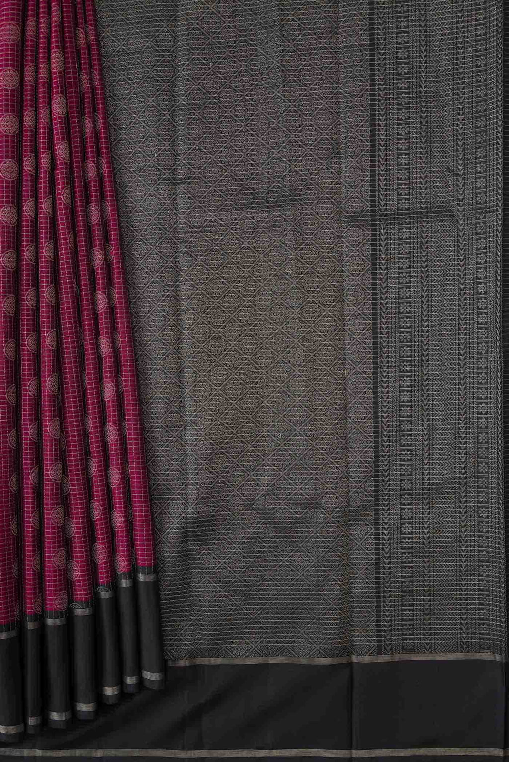 Burgundy Dual Tone Kanchipuram Silk Saree