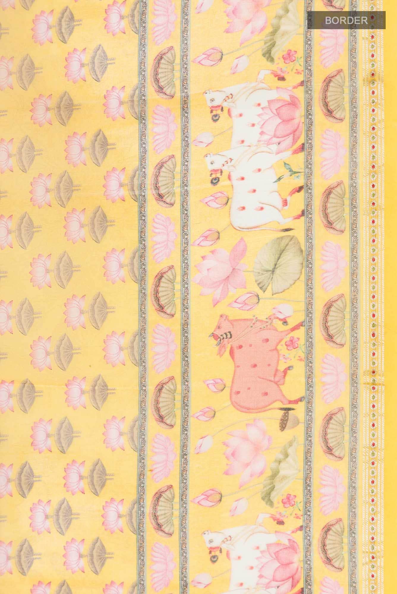 Yellow Organza Silk Saree