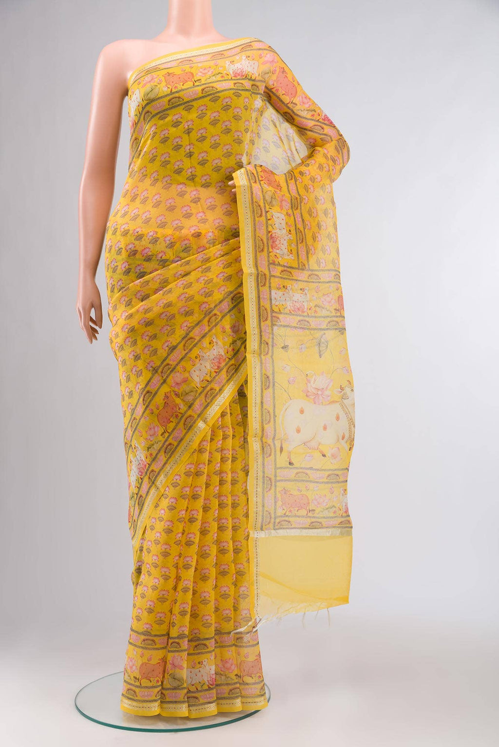 Yellow Organza Silk Saree