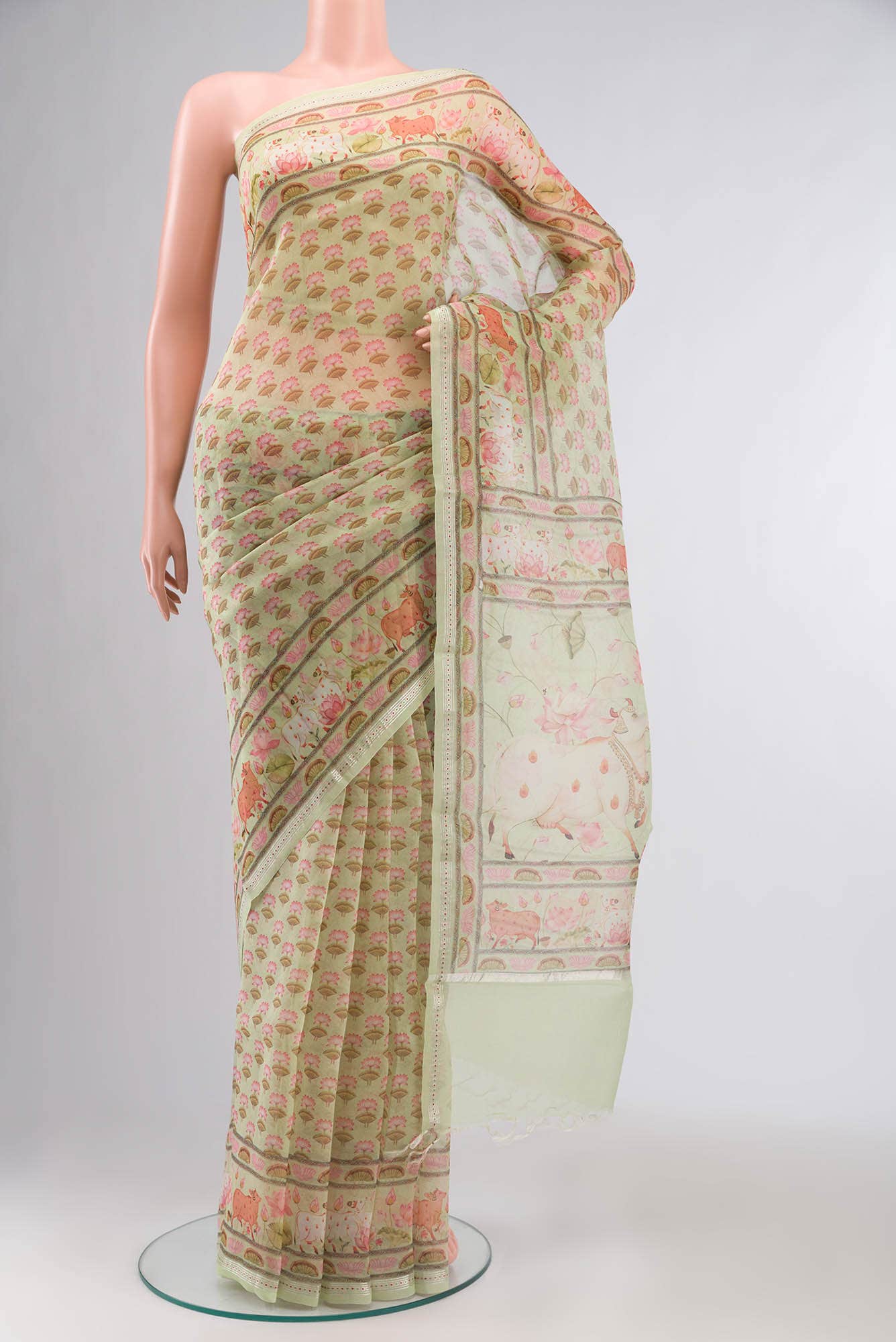Pista Green Organza Silk Saree