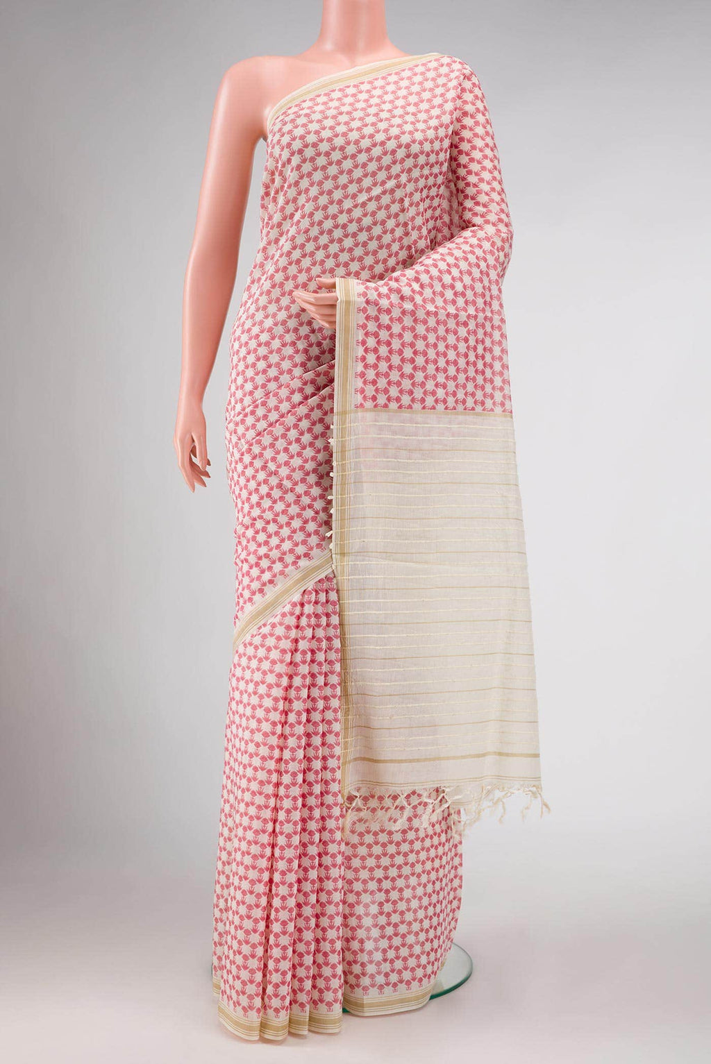 Pink Tussar Silk Saree