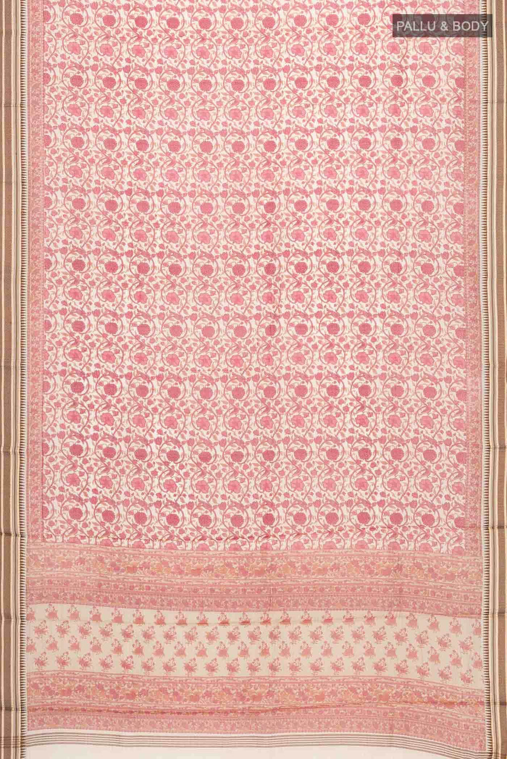 Cream Tussar Silk Saree