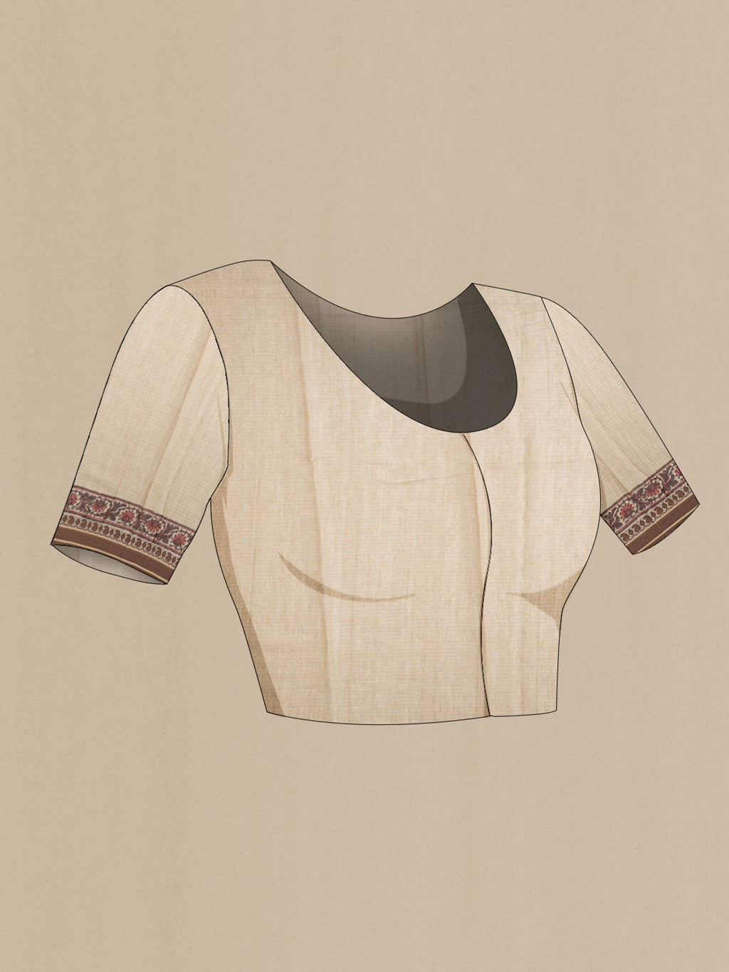 Beige Tussar Silk Saree