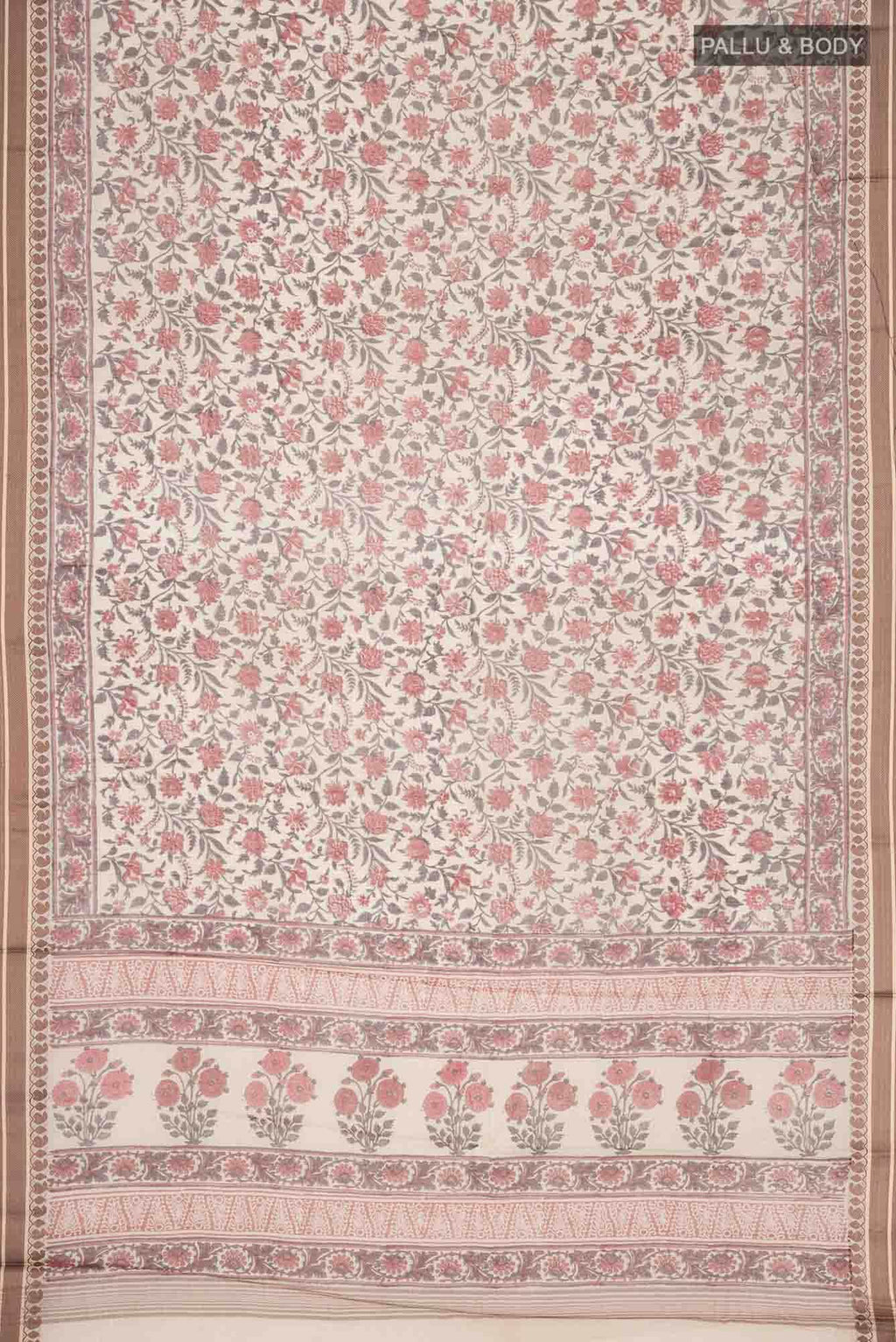 Beige Tussar Silk Saree