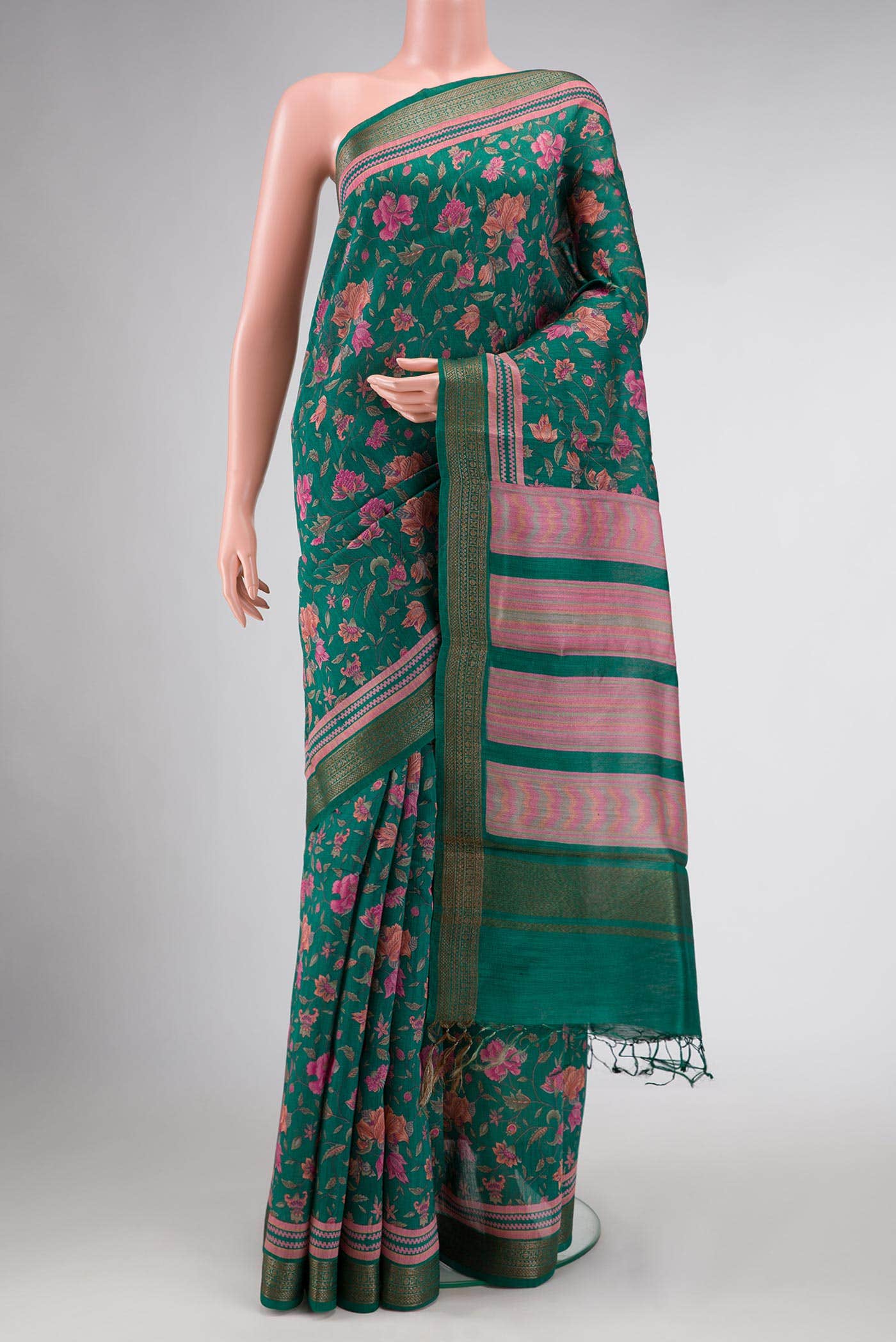 Green Dual Tone Tussar Silk Saree