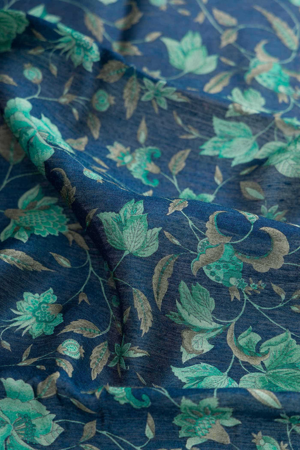 Navy Blue Dual Tone Tussar Silk Saree