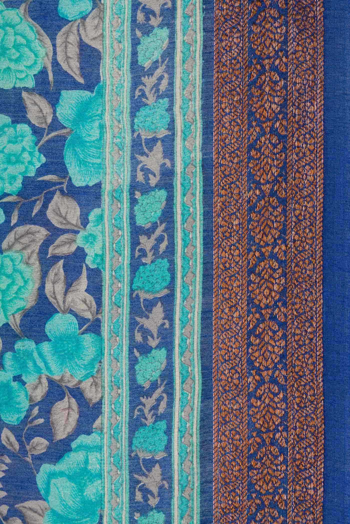Royal Blue Tussar Silk Saree