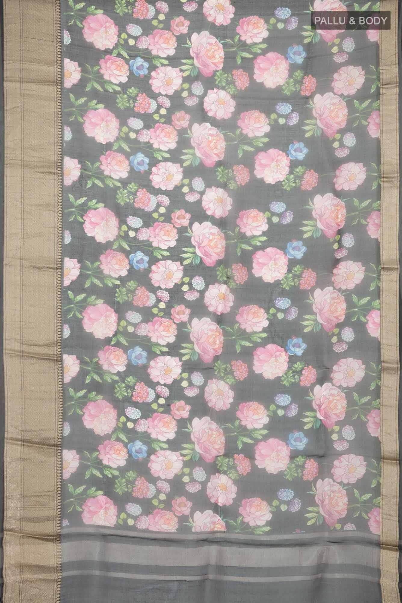 Black Organza Silk Saree