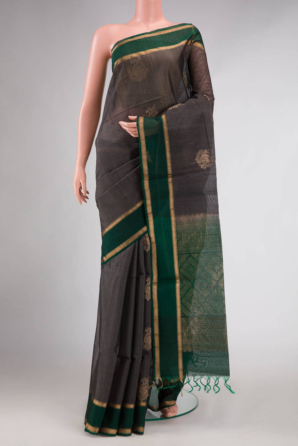 Grey Dual Tone Silk Cotton Saree