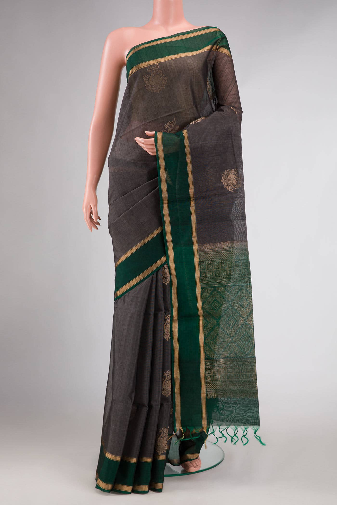 Grey Dual Tone Silk Cotton Saree