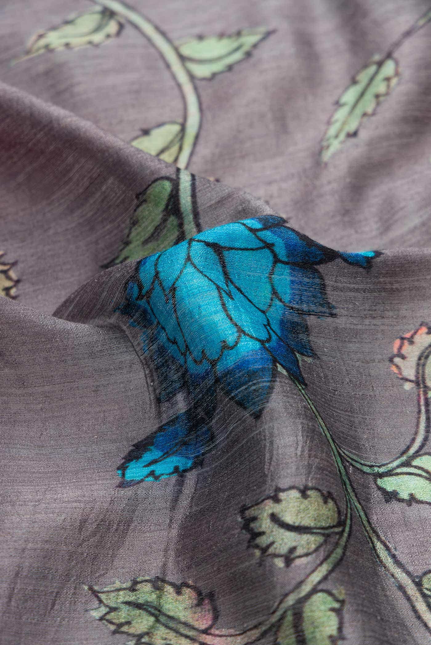 Grey Dual Tone Tussar Silk Saree