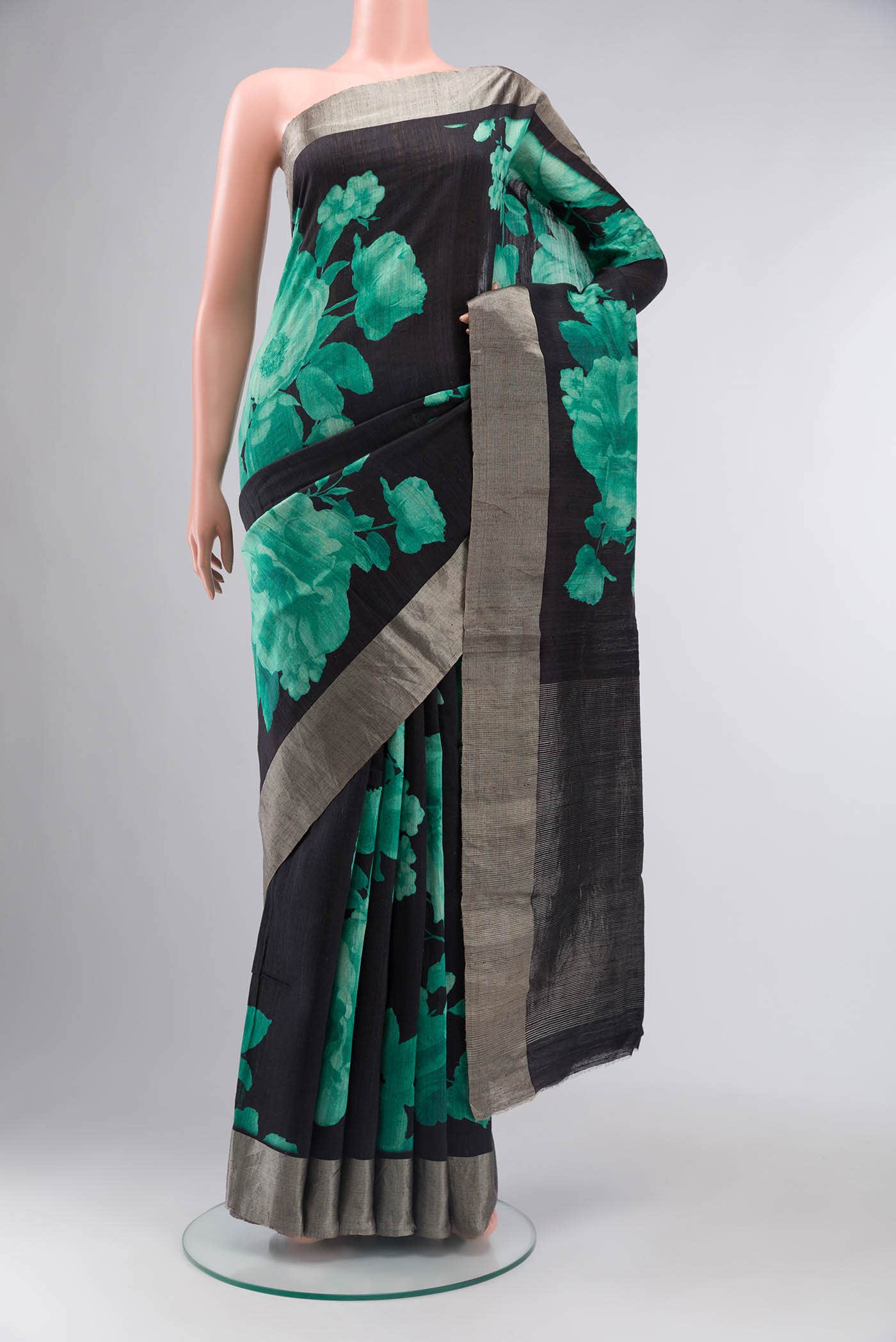 Black Tussar Silk Saree