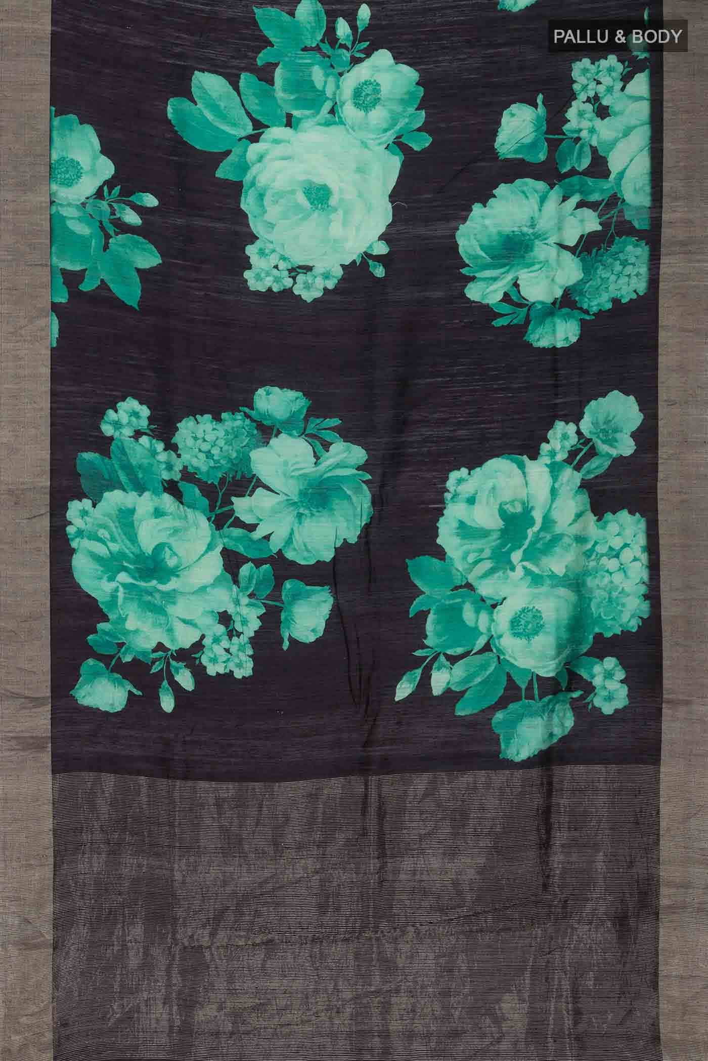 Black Tussar Silk Saree