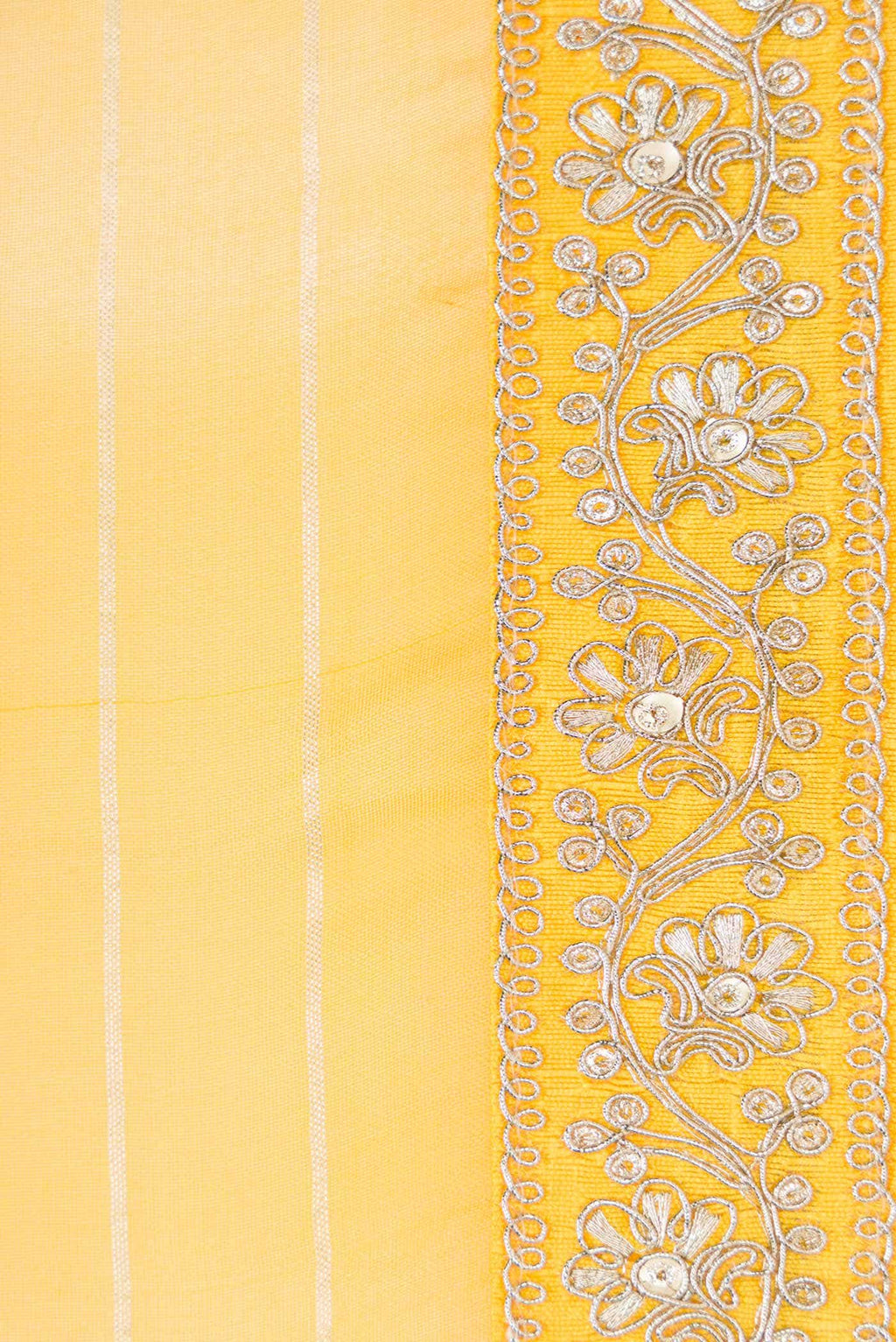 Yellow Organza Silk Saree