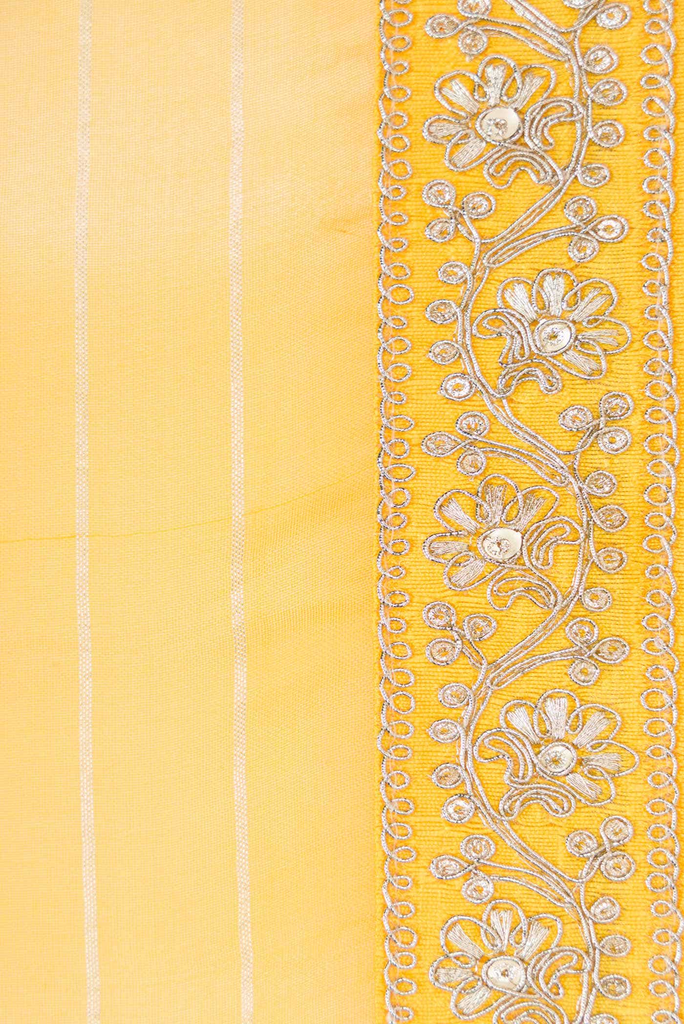 Yellow Organza Silk Saree