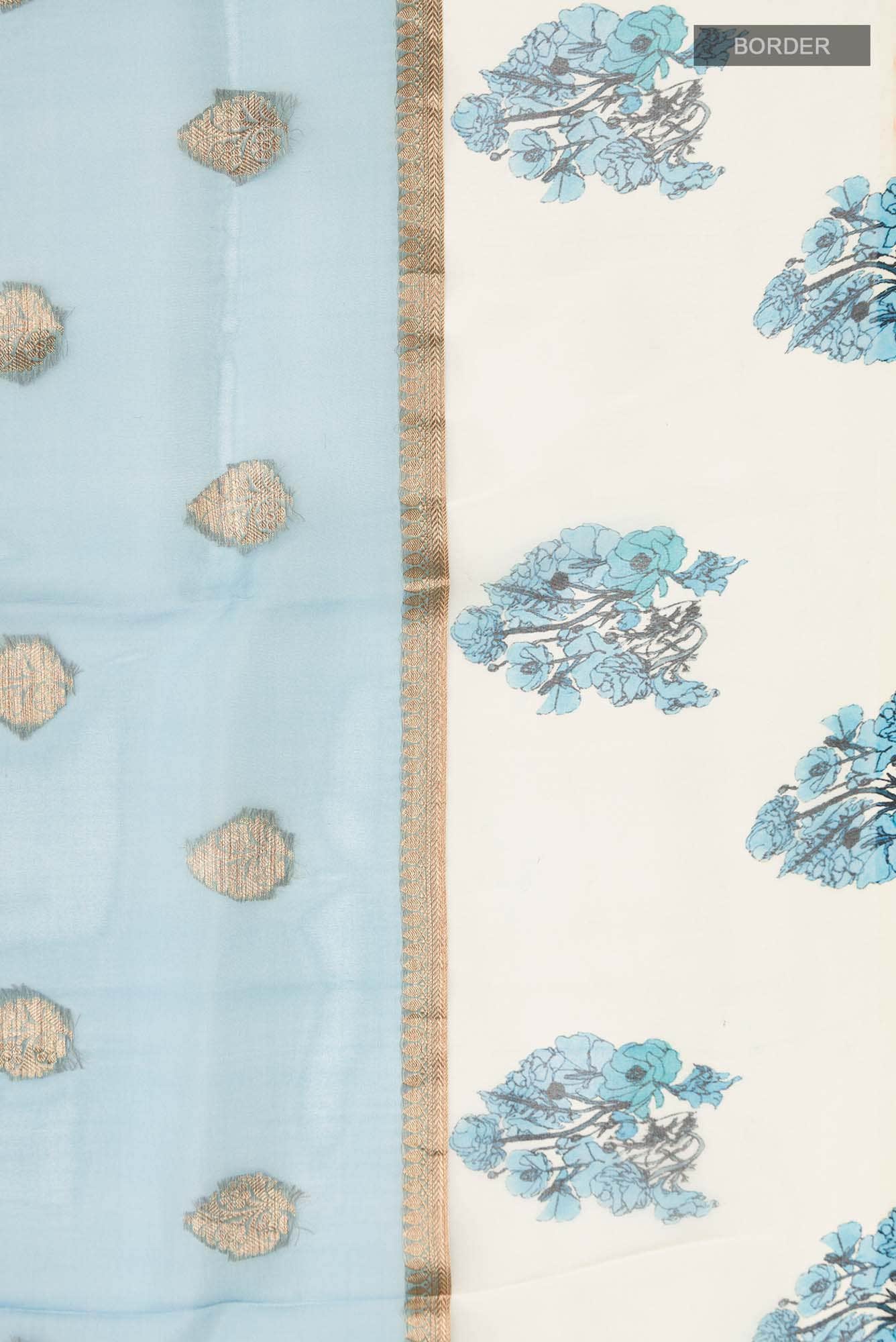 Blue Organza Silk Saree