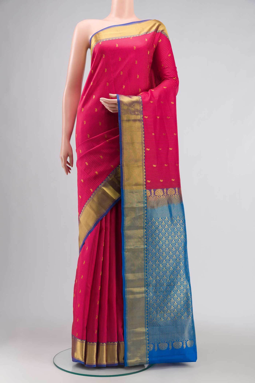 Dark Pink Kanchipuram Silk Saree